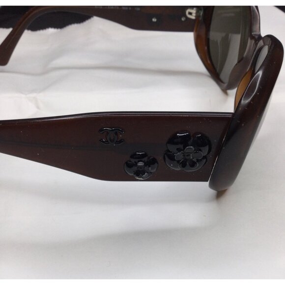 Chanel Womens Brown Camellia Sunglasses Floral Design Logo Made In Italy - Picture 4 of 11